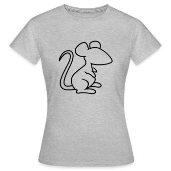 Knuffiges Mäuschen (1c, minimal) - Frauen T-Shirt - Grau meliert - Vorne - AI Model Female 172 dark (172cm)