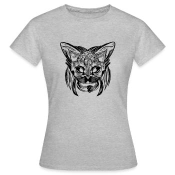 Illustration eines Katzenporträts, Vektor - Frauen T-Shirt - Grau meliert - Vorne - AI Model Female 172 dark (172cm)