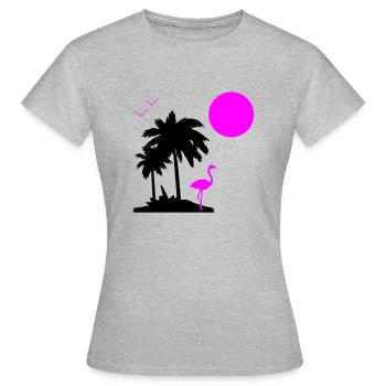 Palmen Paradise - Frauen T-Shirt - Grau meliert - Vorne - AI Model Female 172 dark (172cm)