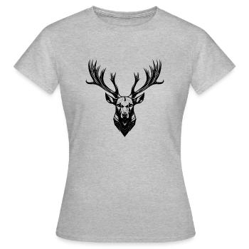 Hirschgeweih - Frauen T-Shirt - Grau meliert - Vorne - AI Model Female 172 dark (172cm)
