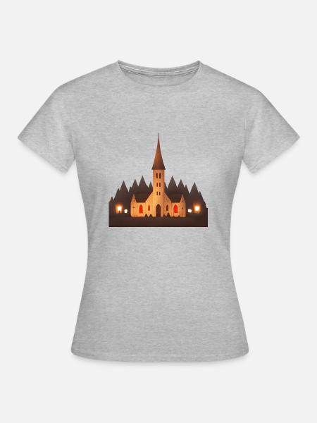 Kapelle im Dorf - Frauen T-Shirt - Grau meliert