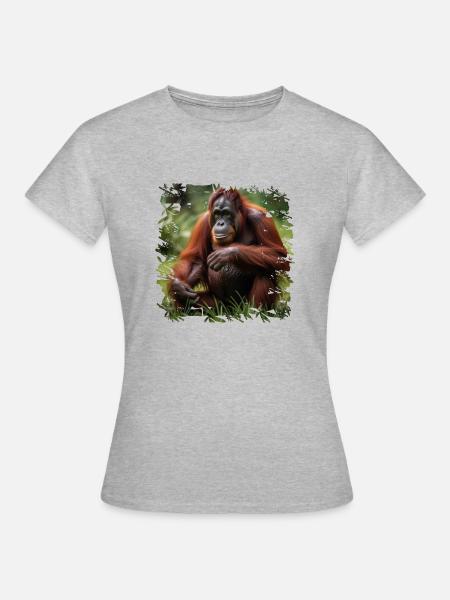 Orang-Utans leben nur auf Borneo und Sumatra - Frauen T-Shirt - Grau meliert