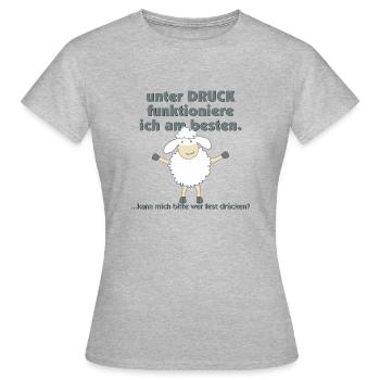 unter Druck funktioniere ich am besten - Umarmung - Frauen T-Shirt - Grau meliert - Vorne - AI Model Female 172 dark (172cm)