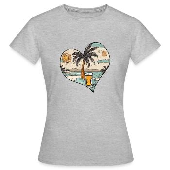 Palme und Bier - Frauen T-Shirt - Grau meliert - Vorne - AI Model Female 172 dark (172cm)