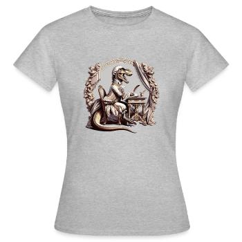 Le poète T-Rex - Majestueux et érudit - T-shirt Femme - gris chiné - Devant - AI Model Female 172 dark (172cm)