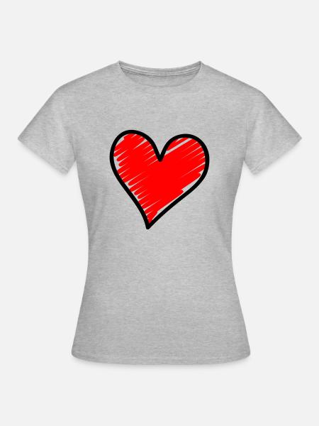 herz - Frauen T-Shirt - Grau meliert