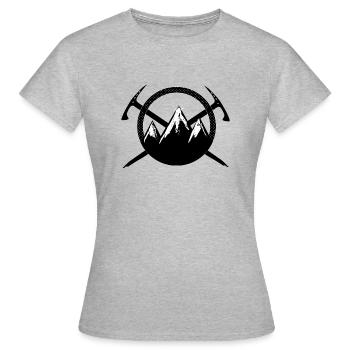 Bergsteiger Berge Bergsteigen - Frauen T-Shirt - Grau meliert - Vorne - AI Model Female 172 dark (172cm)