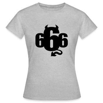 666 - Frauen T-Shirt - Grau meliert - Vorne - AI Model Female 172 dark (172cm)