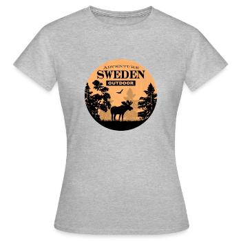 Moose - Sweden Adventure - Frauen T-Shirt - Grau meliert - Vorne - AI Model Female 172 dark (172cm)