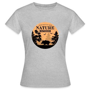 Wildschwein - Keiler - Wild Boar - Frauen T-Shirt - Grau meliert - Vorne - AI Model Female 172 dark (172cm)