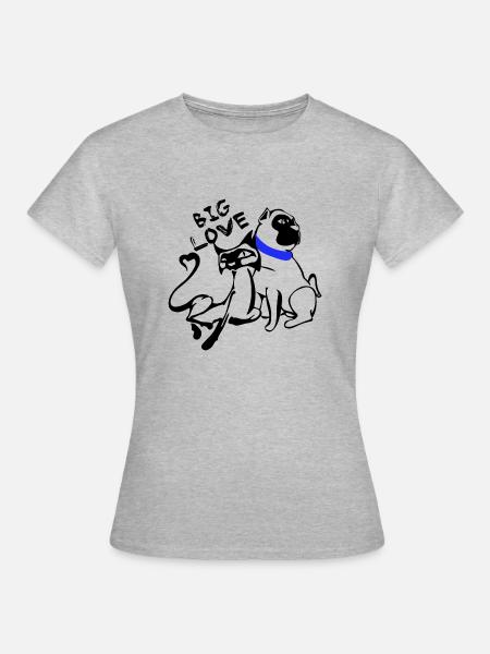 Hund und Katze =Big Love - Frauen T-Shirt - Grau meliert