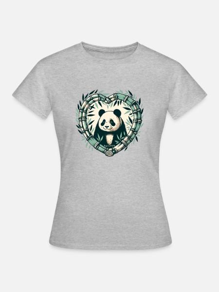 Pandabär Bambus - Frauen T-Shirt - Grau meliert