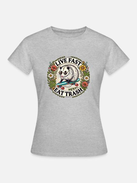 Trash Possum essen - Frauen T-Shirt - Grau meliert