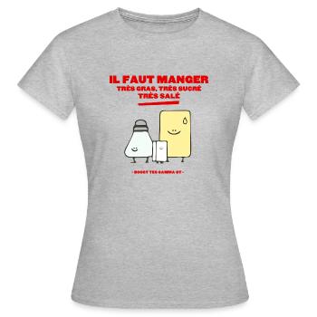 Bien Manger - Boost tes Gamma GT - T-shirt Femme - gris chiné - Devant - AI Model Female 172 dark (172cm)