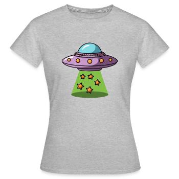 Ufo - Frauen T-Shirt - Grau meliert - Vorne - AI Model Female 172 dark (172cm)