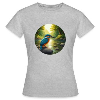 Kingfisher se trouve au bord d’un ruisseau - T-shirt Femme - gris chiné - Devant - AI Model Female 172 dark (172cm)
