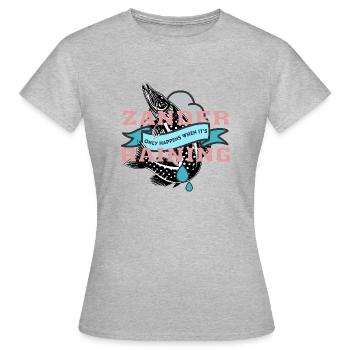 Le sandre n’arrive que lorsqu’il pleut - T-shirt Femme - gris chiné - Devant - AI Model Female 172 dark (172cm)