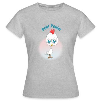Petit Poulet - T-shirt Femme - gris chiné - Devant - AI Model Female 172 dark (172cm)
