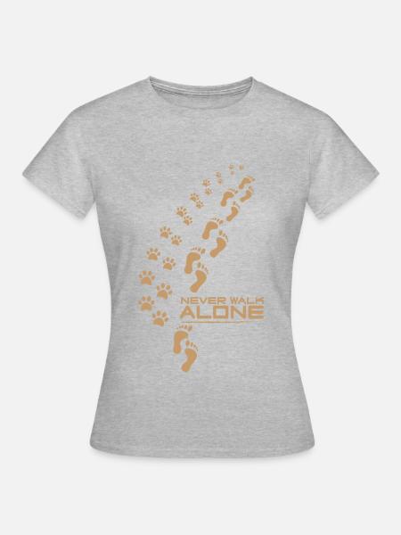 never walk alone dog - Frauen T-Shirt - Grau meliert