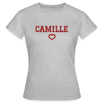 Camille cœur - T-shirt Femme - gris chiné - Devant - AI Model Female 172 dark (172cm)