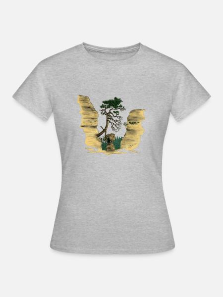Elbsandsteingebirge - Frauen T-Shirt - Grau meliert