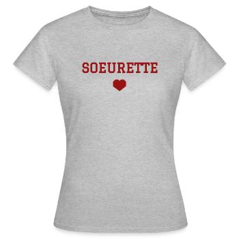 Sœurette cœur - T-shirt Femme - gris chiné - Devant - AI Model Female 172 dark (172cm)