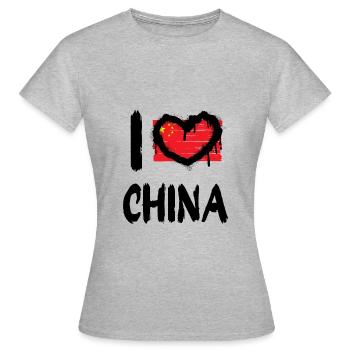 J’aime la Chine / J’aime la Chine Pays - T-shirt Femme - gris chiné - Devant - AI Model Female 172 dark (172cm)