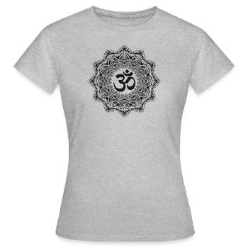 Spirit - Om Zeichen | Mandala - Frauen T-Shirt - Grau meliert - Vorne - AI Model Female 172 dark (172cm)