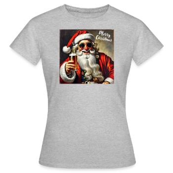 Santa Claus with sunglasses and beer glass - Women's T-Shirt - heather grey - Front - AI Model Female 172 dark (172cm)