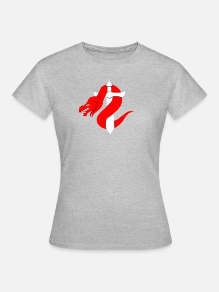 Roter Drache Schwert - Frauen T-Shirt - Grau meliert