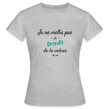 I'm gaining value - Women's T-Shirt - heather grey - Front - AI Model Female 172 dark (172cm)