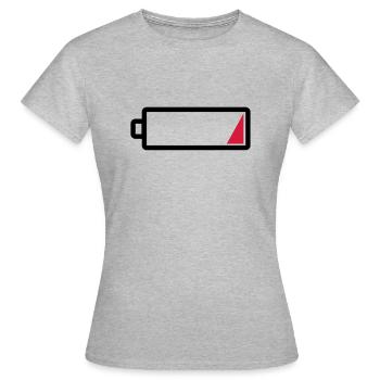 Batterie leer - Keine Energie - Müde - Aufladen - Frauen T-Shirt - Grau meliert - Vorne - AI Model Female 172 dark (172cm)