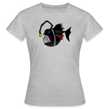 anglerfisch - Frauen T-Shirt - Grau meliert - Vorne - AI Model Female 172 dark (172cm)