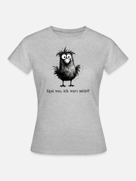 Lustiges Vogel Design mit: Egal was ich wars nicht - Frauen T-Shirt - Grau meliert