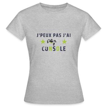 J peux pas j ai console - T-shirt Femme - gris chiné - Devant - AI Model Female 172 dark (172cm)