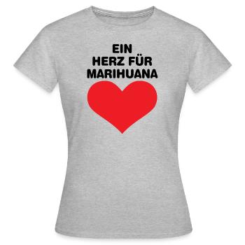 Ein Herz für Marihuana - Frauen T-Shirt - Grau meliert - Vorne - AI Model Female 172 dark (172cm)