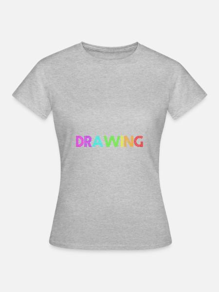 Drawing - Frauen T-Shirt - Grau meliert