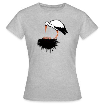 Stork and his nest with offspring graffiti - Women's T-Shirt - heather grey - Front - AI Model Female 172 dark (172cm)