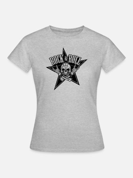 Rock and roll skull - Skull - Koszulka damska - szary melanż