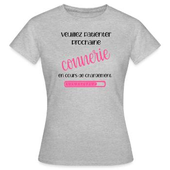 Veuillez patienter prochaine connerie chargement - T-shirt Femme - gris chiné - Devant - AI Model Female 172 dark (172cm)