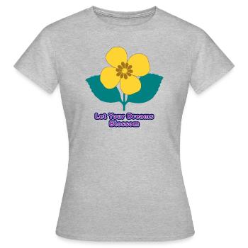 Gelbes Blumensymbol auf Gelb - Frauen T-Shirt - Grau meliert - Vorne - AI Model Female 172 dark (172cm)