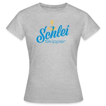Schlei-Skipper mit Anker - Frauen T-Shirt - Grau meliert - Vorne - AI Model Female 172 dark (172cm)