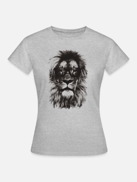 Lion de hipster noir - T-shirt Femme - gris chiné