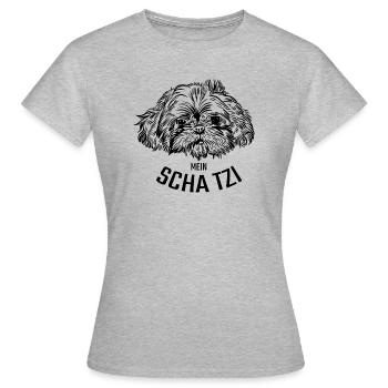 Shih Tzu mein SCHATZI - Frauen T-Shirt - Grau meliert - Vorne - AI Model Female 172 dark (172cm)