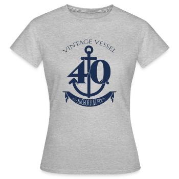 40th Birthday: Vintage Vessel - 40 - The Anchor - Women's T-Shirt - heather grey - Front - AI Model Female 172 dark (172cm)