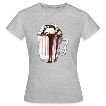 Marshmallow Kakao - Frauen T-Shirt - Grau meliert - Vorne - AI Model Female 172 dark (172cm)