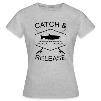 Catch & Release - Frauen T-Shirt - Grau meliert - Vorne - AI Model Female 172 dark (172cm)