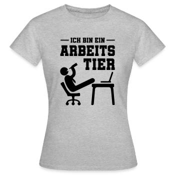 ich bin ein arbeitstier - Frauen T-Shirt - Grau meliert - Vorne - AI Model Female 172 dark (172cm)
