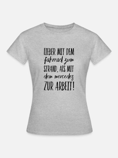 lieber mit dem Fahrrad zum Strand - Frauen T-Shirt - Grau meliert
