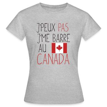 Je peux pas, j'me barre au canada. Cadeau humour - T-shirt Femme - gris chiné - Devant - AI Model Female 172 dark (172cm)